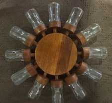 Vintage Mid Century Danish Modern Digsmed 12-Jar Teak Spice Rack Wheel Denmark  picture