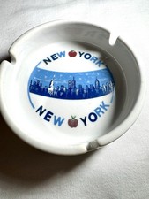 Vintage New York City NYC Big Apple Twin Towers Ashtray Pre 9/11 Trinket Tray picture