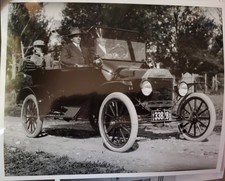 Antique Black & White Photo Of 3 Men in  Model  T With 1917 Tennessee Plates. picture