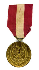 Poland Long Service Medal 10 Years Pre-WWII Original Gilt Bronze w/ Ribbon picture