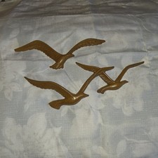 Vintage Homco Plastic Seagulls 1981 Faux Wood Wall Art Flying Birds Set Of 2 Pc. picture