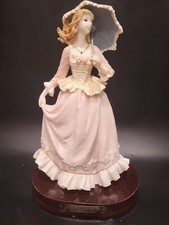 Vintage Gentili Collection Lady With Umbrella Wood Base 9 3/4