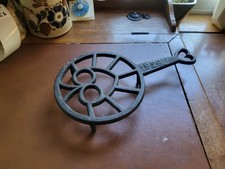 Virginia Metalcrafters 1829 Heart Handle Cast Iron Trivet-Old Sturbridge Village picture