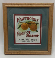 ATQ 1910s Framed HAWTHORNE Apricot Brandy LABEL Laundrie Bros. Rouses Point N.Y. picture