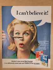 VINTAGE ORIGINAL 1965 Quaker's Diet Frosted Cereal Print Ad I Can't Believe It picture