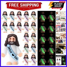 25 Pcs Mini Jesus Figures  Design Jesus Love You Glow in The Dark Little Rubb... picture