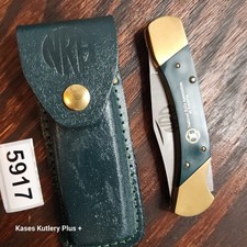 Vintage Coyote Lockback NRA Folding Knife Made In USA By Colonial W/Sheat picture