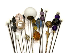 ANTIQUE VICTORIAN MILK & ART GLASS FAUX PEARL ART DECO Lot 15 HAT PINS HATPINS picture