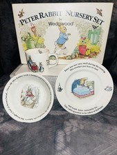 Vintage Wedgwood Peter Rabbit 3 PC Nursery Set Made In England NIB Never Used picture