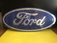 FORD BLUE OVAL METAL SIGN 9.25” TALL 20” LONG NEW WRAPPED PLASTIC FOR MANCAVE picture