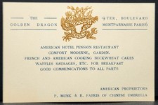 The Golden Dragon American Hotel Pension Restaurant Chinese Umbrella Paris Card picture