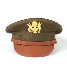 7 1/8 WW2 US Army Visor Hat Officer Cap With Eagle Badge WWII picture