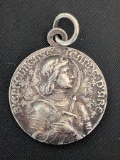 Antique Silver Joan of Arc Medal 1909 commemorate her beatification picture