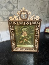Madonna & Child VTG brass Russian Orthodox Vladimirskaya 1999 inside pic 4.5x5.5 picture
