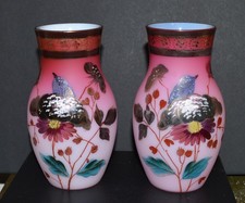 Antique Pair of Thomas Webb / Bohemian By Harrach Peachblow Vases - 1880 -90