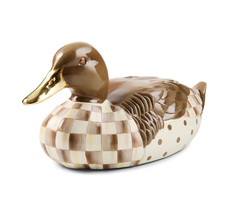 Mackenzie-Childs Mocha Check Mallard Duck Figurine picture