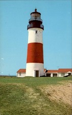 Nantucket Island MA Sankaty Head Lighthouse Curt Teich c1960s Vintage Postcard picture