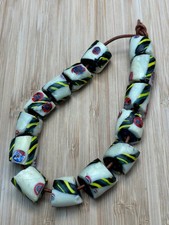 African Trade Beads Antique Venetian Red Millefiori Striped Tubes RARE picture