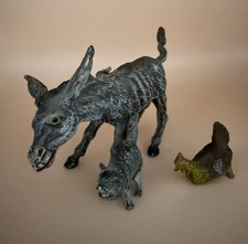 Cold-Painted Austrian Bronze Figure Of Donkey In The Manner Of Franz  Bergmann. picture
