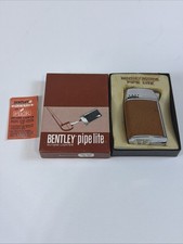 VTG Bentley Butane Lighter Automatic Pipe Lite Silver/Brown No. 881 w/ Box NEW picture