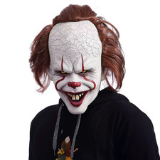 Scary Clown Pennywise IT Full Mask Evil Red Eyes Horror Cosplay Costume Same Day picture