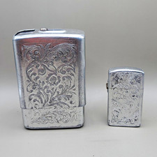 Vintage Park Industries Slim Lighter & Matching Cigarette Case Set Scrollwork picture