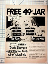 1950 Shasta Cream Shampoo Vintage Magazine Ad Free 49¢ Jar Offer picture