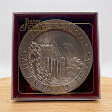 Vintage Bates & Klinke The Alamo San Antonio Texas Pewter Medallion Plate in Box picture