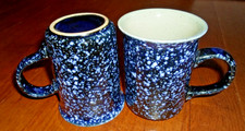 Vintage  OTAGIRI Set (2) Speckled Blue Ceramic Coffee Mugs- Japan- Rare-EC picture
