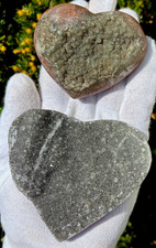 US SALE 218g LOT 2 BLACK GRAY GALAXY AMETHYST PUFFY DRUZY Carved HEARTS HEART picture