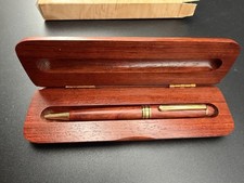 Vintage, Wooden, Aloha Palm Tree Pen & Case Set, Collectible Souvenir picture