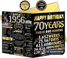 70th Birthday Cards for Women Men, Happy Birthday Gifts for Grandpa Grandma, Fun picture