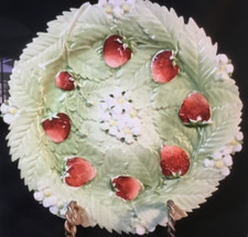 Antique Early English Porcelain Strawberry Plates molded Exotic Rim picture