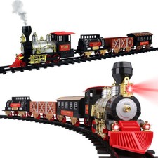 Classic Large Christmas Holiday Train Set With Real Smoke Light Sound Kids Gift picture