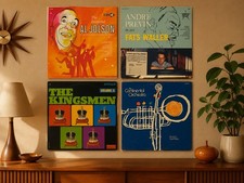Vintage Vinyl Record Lot of 4 Mid Century Album Covers Retro Wall Decor MCM picture