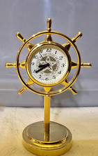 Vintage Oklahoma State Seal Ship Wheel Desk Clock San Diego Cruise 2002 Works picture
