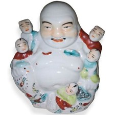 Vintage Chinese Porcelain Famille Rose Laughing Buddha / Hotei Figurine picture