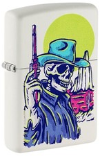 Zippo Wild West Skeleton Design White Matte 48502 picture