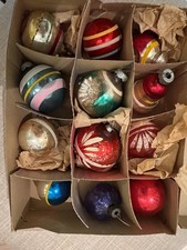 Shiny Brite Vintage Glass Christmas Ornaments Multicolor Round w/ Box picture