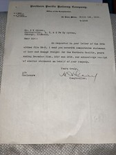 Signed Antique Letter: Northern Pacific Railway Comptroller to Topeka Santa Fe picture