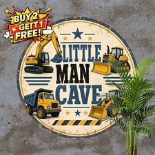 Construction Vehicles Heavy Excavator Digger Round Metal Sign 8x8 picture