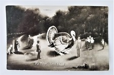 1909 antique RPPC GIANT TURKEY exaggeration THANKSGIVING picture