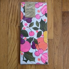 Vtg New NOS 1970 Hallmark MCM Neon Fruit Party Paper Tablecloth 5 ft x 8 ft 6in picture