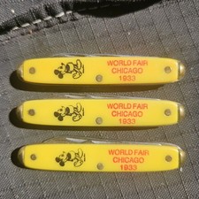 Vintage Lot 1933 Chicago World's Fair Mickey Mouse Advertising Pocket Knife🔥👀 picture