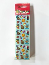 Vintage Sandylion Kromekote 90s Kidcore Beach Hedgehog Bear Sticker Sheet Sealed picture