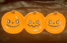 🎃Ashland Halloween Vintage Spirits 3-Section Small Ceramic Pumpkin Tray🎃 picture