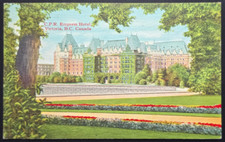 C.P.R. Empress Hotel Victoria BC Canada 1943 Linen Postcard Coast Publishing Co picture