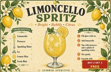 Limoncello Spritz Metal Sign Vintage Italian Cocktail Bar Menu Tin Plaque Decor picture