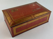 Vintage Johnston’s Chocolates Red Tin Metal Box with Hinged Lid Made In USA picture