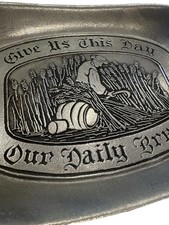 Vintage Wilton Columbia Bread Plate Give Us This Day Our Daily Bread Pewter picture